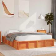 vidaXL Sängram Vaxbrun 150 x 200 cm Massiv furu