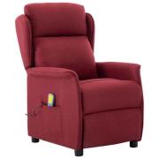 vidaXL Massagefåtölj med kudde Vinröd 93.5 x 67.5 x 101.5 cm tyg