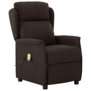vidaXL Massagefåtölj Mörkbrun 67.5 x 93.5 x 101.5 cm Tyg och metallram