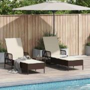 vidaXL Solsäng Reclining 2 pcs Brun 35 x 35 x 32cm konstrotting