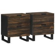 vidaXL Nattduksbord 2 pcs Valnöt 40 x 33 x 46 cm massivt mangoträ