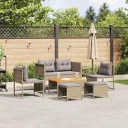 vidaXL Trädgårdsoffset 6 pcs Beige, ljusgrå konstrotting