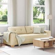 vidaXL 3-Sits soffa med kudde Kräm tyg