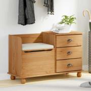 vidaXL Förvaringsbänk med låda ASKIM Brun 100 x 39 x 62 cm Massiv furu