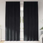 vidaXL Gardiner med gardiner 2 pcs Svart 140 x 260 cm Sammet