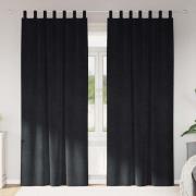 vidaXL Gardiner med gardiner 2 pcs Svart 140 x 260 cm Sammet