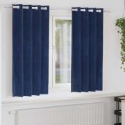vidaXL Gardiner med gardiner 2 pcs Mörkblå 140 x 175 cm Sammet