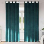 vidaXL Gardiner med gardiner 2 pcs Mörkgrön 140 x 245 cm Sammet