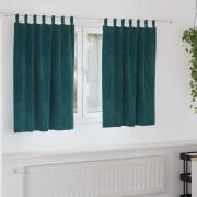 vidaXL Gardiner med gardiner 2 pcs Mörkgrön 140 x 140 cm Sammet