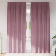 vidaXL Gardiner med gardiner 2 pcs Mörk rosa 140 x 225 cm Sammet