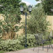 vidaXL Trädgårdslampa Stöd Mörkgrön Aluminium och glas