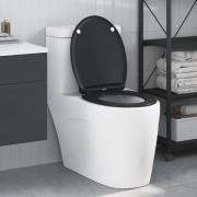 vidaXL Snabbt Släpp Toalettstolssits Svart 45.5 x 37.5 x 3.8 cm