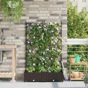 vidaXL Trädgårdsplanterare med trellis 2 pcs Brun 80 x 40 x 125.5 cm