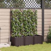vidaXL Trädgårdsplanterare med trellis 3 pcs Brun 120 x 40 x 143 cm PP