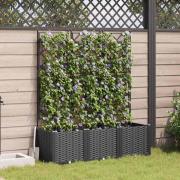 vidaXL Trädgårdsplanterare med trellis 3 pcs Svart 120 x 40 x 143 cm