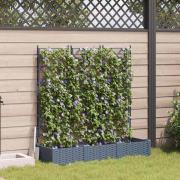 vidaXL Trädgårdsplanterare med trellis 3 pcs Ljusgrå