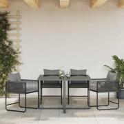 vidaXL Trädgårdsstolar 4 pcs Svart och antracit 50.5 x 53.5 x 63.5 cm