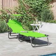 vidaXL Hopfällbar solstol med kudde 1-person Grön 56 x 190 x 81cm tyg