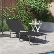 vidaXL Hopfällbar solstol 1-person Svart 56 x 189 x 87cm tyg