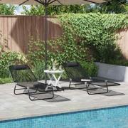 vidaXL Hopfällbar solstol 2 pcs Svart 182 x 55 x 85.5 cm Textilene