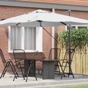 vidaXL Kantilever Roma Parasoll Beige och svart 352 x 251 x 260 cm