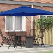 vidaXL Kantilever Roma Parasoll Blå och svart 352 x 251 x 260 cm