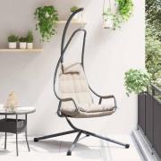vidaXL Hängande äggstol Hopfällbar Taupe 94 x 107 x 196.5 cm Stål