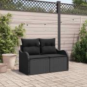 vidaXL Trädgårdsoffa med kudde Svart 121 x 62 x 69cm konstrotting