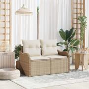 vidaXL Trädgårdsoffa med kudde Beige 121 x 62 x 69cm konstrotting