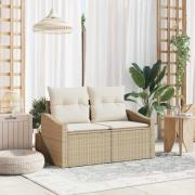 vidaXL Trädgårdsoffa med kudde Beige 123 x 62 x 69cm konstrotting