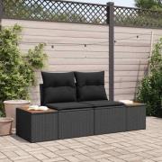 vidaXL Trädgårdsoffa Svart 184 x 62 x 85cm konstrotting