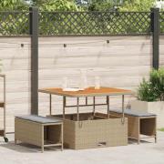 vidaXL Trädgårdsmöbelset 3 pcs Beige Poly rattan