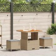 vidaXL Trädgårdsmöbelset 3 pcs Beige Poly rattan