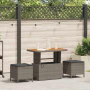 vidaXL Trädgårdsmöbelset 3 pcs Grå Poly rattan