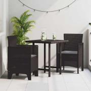 vidaXL Trädgård Stol 2 pcs Brun 53 x 49 x 85 cm PP