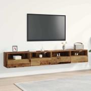 vidaXL TV Vägghylla 2 pcs Gammalt trä 100x30x30cm Konstruerat trä