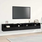 vidaXL TVVäggskåp Väggmonterad 2 pcs Svart ek 100x30x30cm Ingenjörsträ