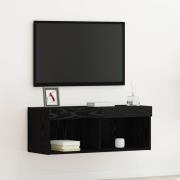 vidaXL TV-skåp Väggmonterad Svart Ek 80 x 30 x 30 cm Konstruerat trä