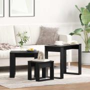 vidaXL Nestingbord 3 pcs Svart ek 61 x 28 x 47 cm Konstruerat trä