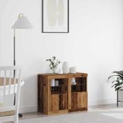 vidaXL LED-sido bord 2 pcs Gammalt trä 41 x 37 x 67 cm Konstruerat trä