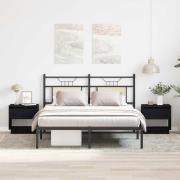 vidaXL Nattduksbord 2 pcs Svart ek 45 x 34 x 44 cm Konstruerat trä