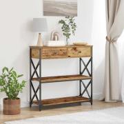 vidaXL Konsol Bord med låda med hylla Gammalt trä 75 x 28 x 75 cm