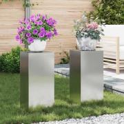 vidaXL Växtställningar 2 pcs Silver 24 x 24 x 55 cm Galvaniserat stål