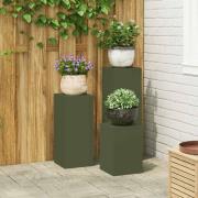 vidaXL Växtställningar 3 pcs Olivgrön 24 x 24 x 75 cm Stål
