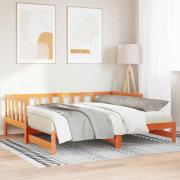 vidaXL Utdragbar Dagbädd Vaxbrun 193.5 x 184 x 66 cm Massiv furu