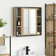 vidaXL Badrumsspegelskåp Beige 60 x 16 x 60 cm Konstruerat trä