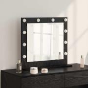 vidaXL Sminkspegel med LED-lampor Svart Ek 60x55x18 cm