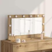 vidaXL Smink Spegel med LED -remsljus Artisan Ek 80 x 45 x 18 cm