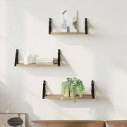 vidaXL Vägg hylla Väggmonterad med lagring 3 pcs Rökek