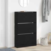 vidaXL Skåp för skor Svart ek 80 x 21 x 125.5 cm Konstruerat trä